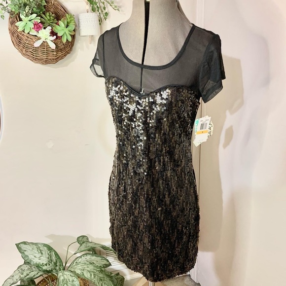 Belle Du Jour Dresses & Skirts - NEW NWT Black Glitter Sequin Party Mesh Dress Belle Du Jeur Dress Originally $35